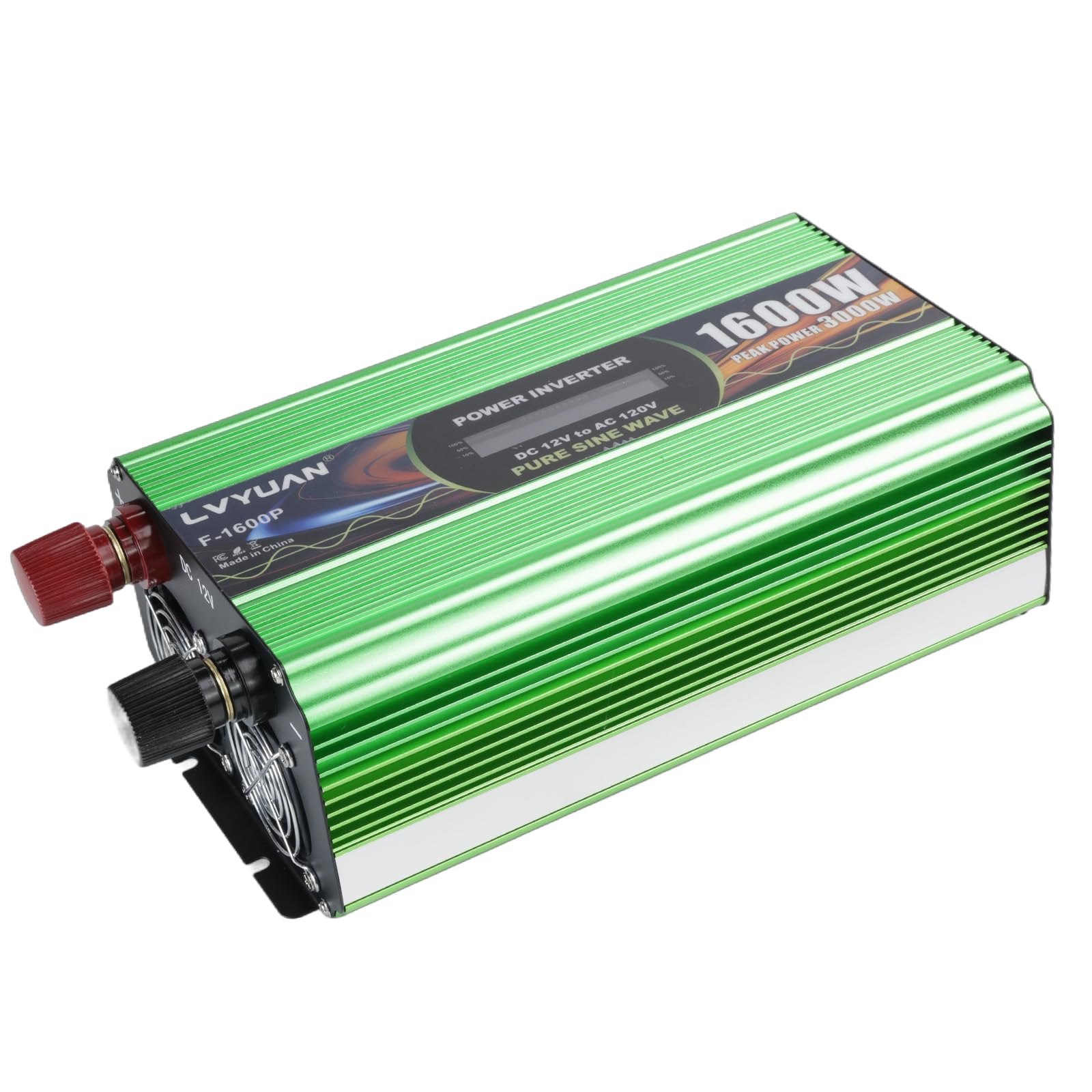 LVYUAN1600 Watt Power Inverter Pure Sine Wave Inverter 12V to 110V DC to AC with AC Sockets, LCD Display, Wireless Remote Contro Car Power Inverter for Vehicles RV Camping Truck