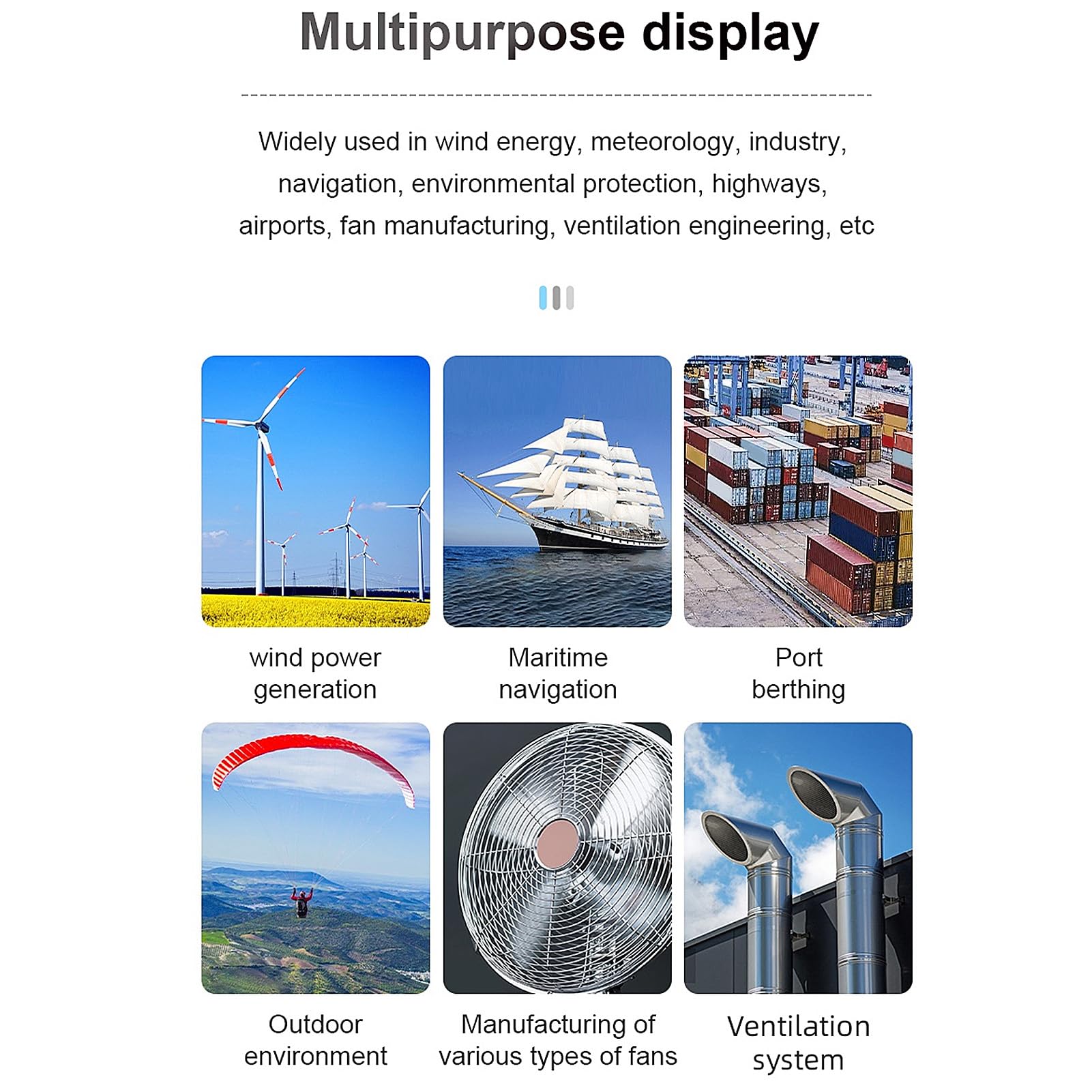 Schimer Präzisions-Windgeschwindigkeitsmesser, Digitales Anemometer mit Hintergrundbeleuchtetem LCD-Display Zur Messung von Luftfeuchtigkeit und Temperatur, Ideal für die Ventilatorenherstellung und
