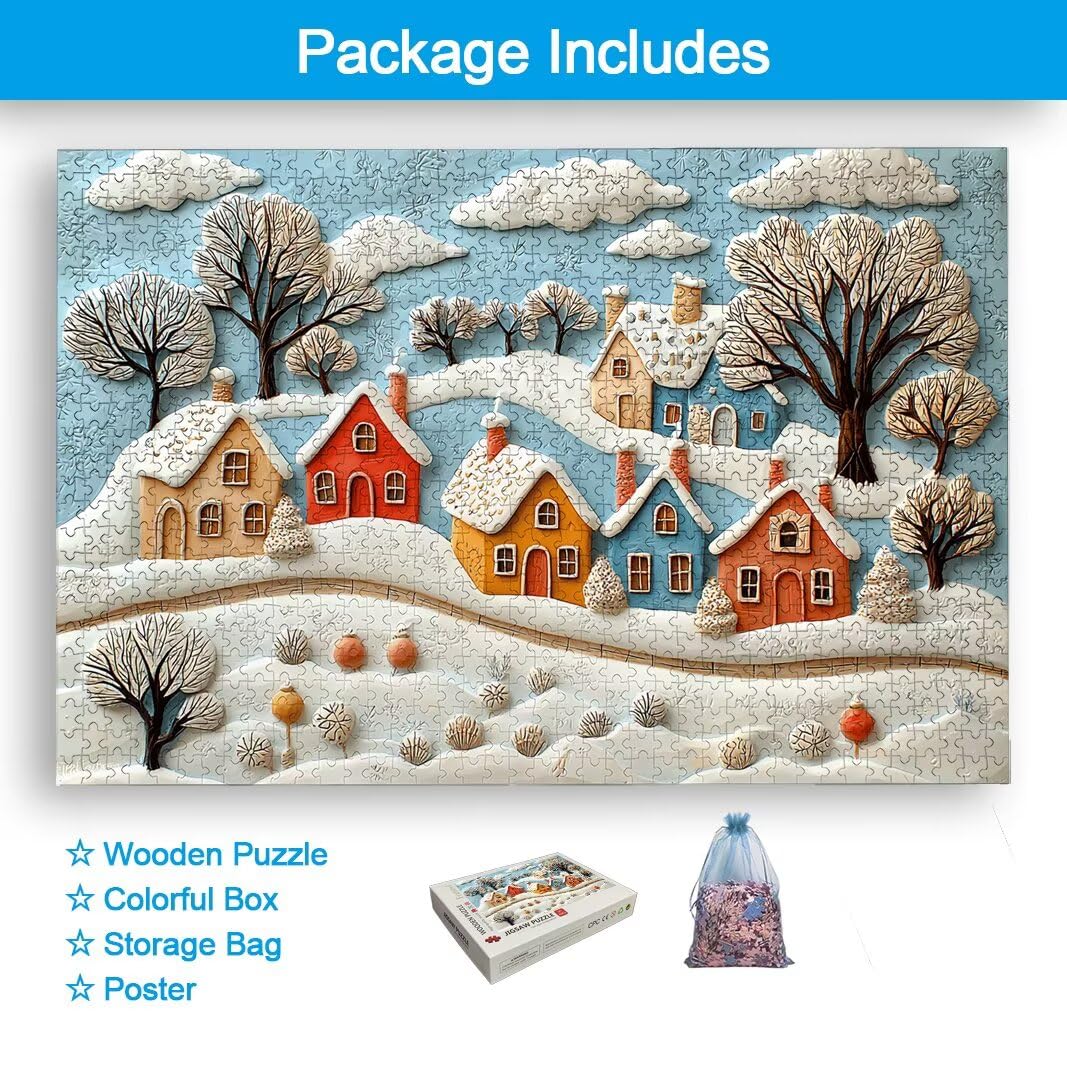 Puzzle zimowe Puzzle 1000 sztuk dla dorosłych, prezent dla kobiet/mężczyzn