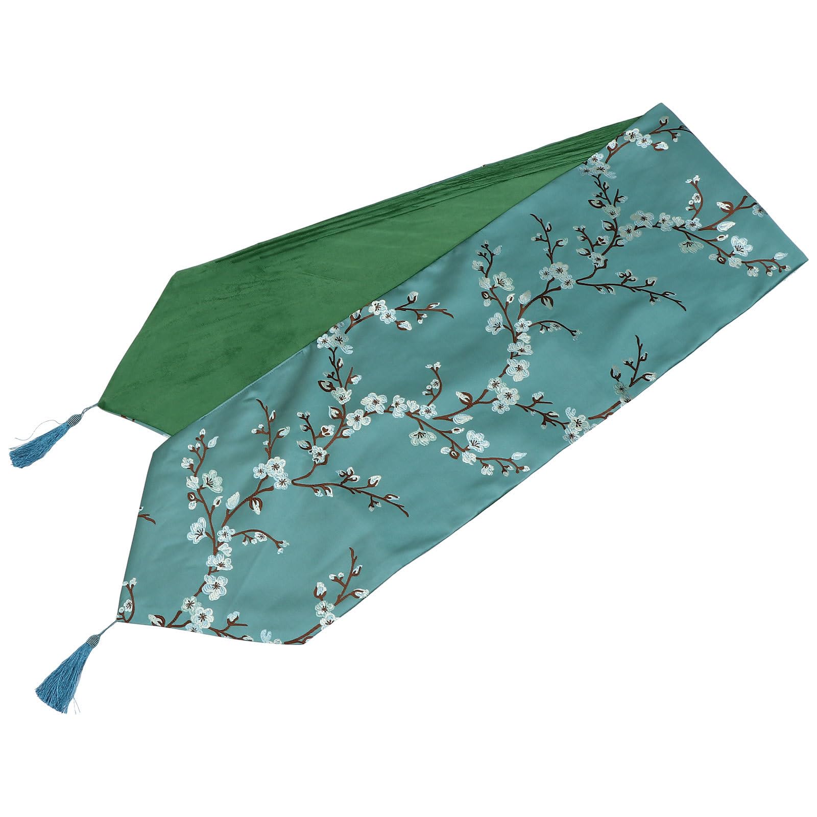 SHINEOFI Tischläufer in Grün aus Polyester mit Pflaumenblütenmuster Moderner Dekorative Tischdecke im Chinesischen Stil für Home Gatherings und Picknicks