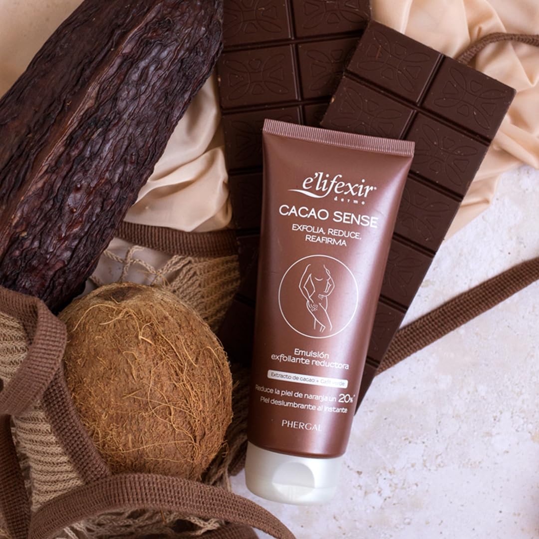 Elifexir | Cacao Sense + Nocturslim + Piel Canela + Regalo | Exfoliante Corporal + Quemagrasas Nocturno + Acelerador del Bronceado + Bolsa | 200ml + 200ml + 150ml