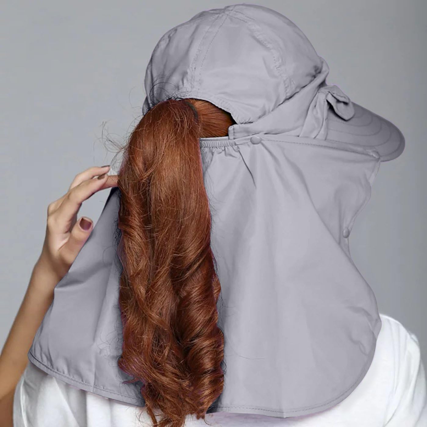 Women's UPF+50 Sun Visor Detachable Flap Hat Foldable Wide Brimmed UV Protection Face Mask Hat