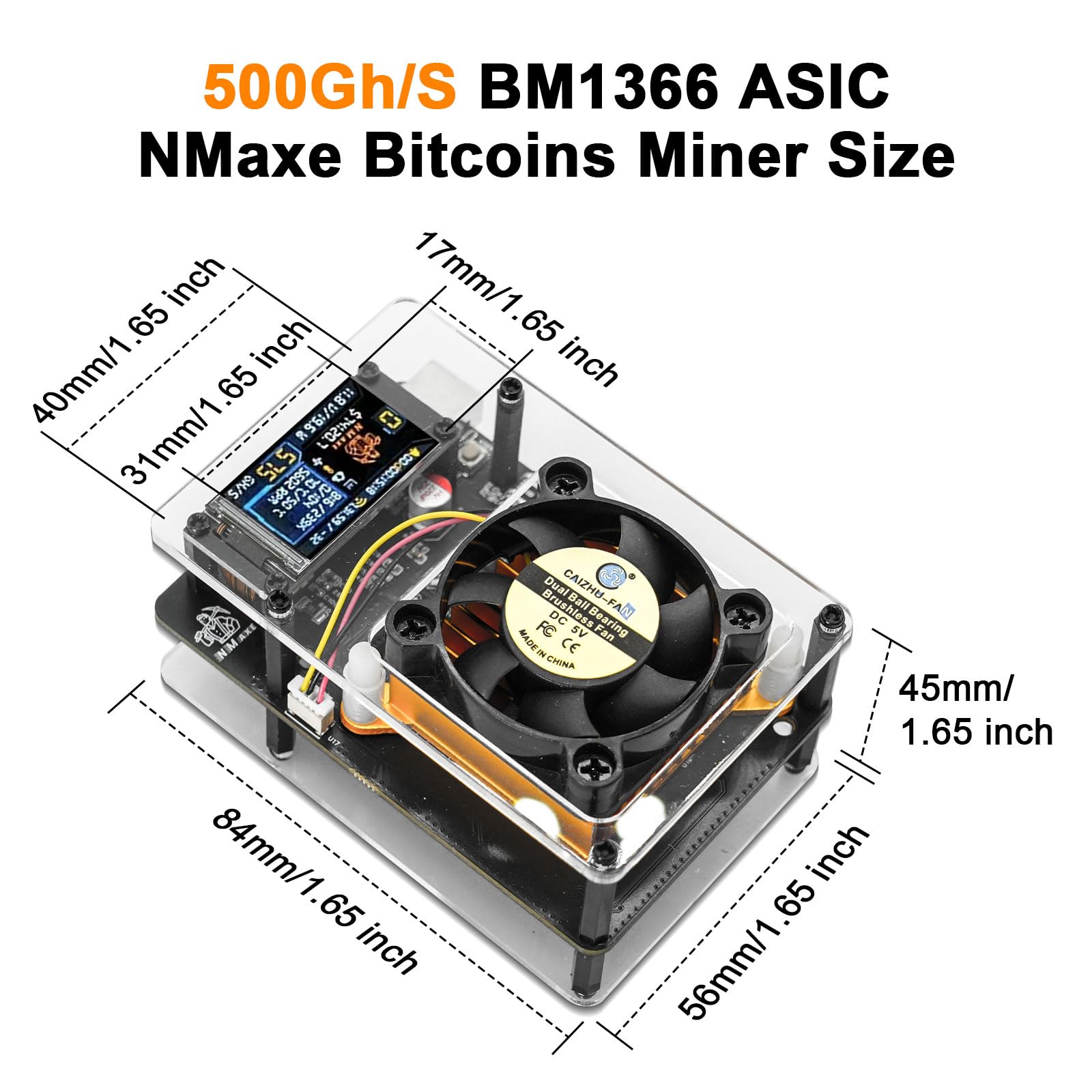 NerdMiner NMaxe Solo Bitcoin Miner with BM1366 ASIC Chip Binghe 500 GH/s 20  J/TH Bitcoin Solo Home Miner Lottery Miner Solo Lottery BTC Bitcoin Miner  with EU Plug Compatible with Nerd Miner: