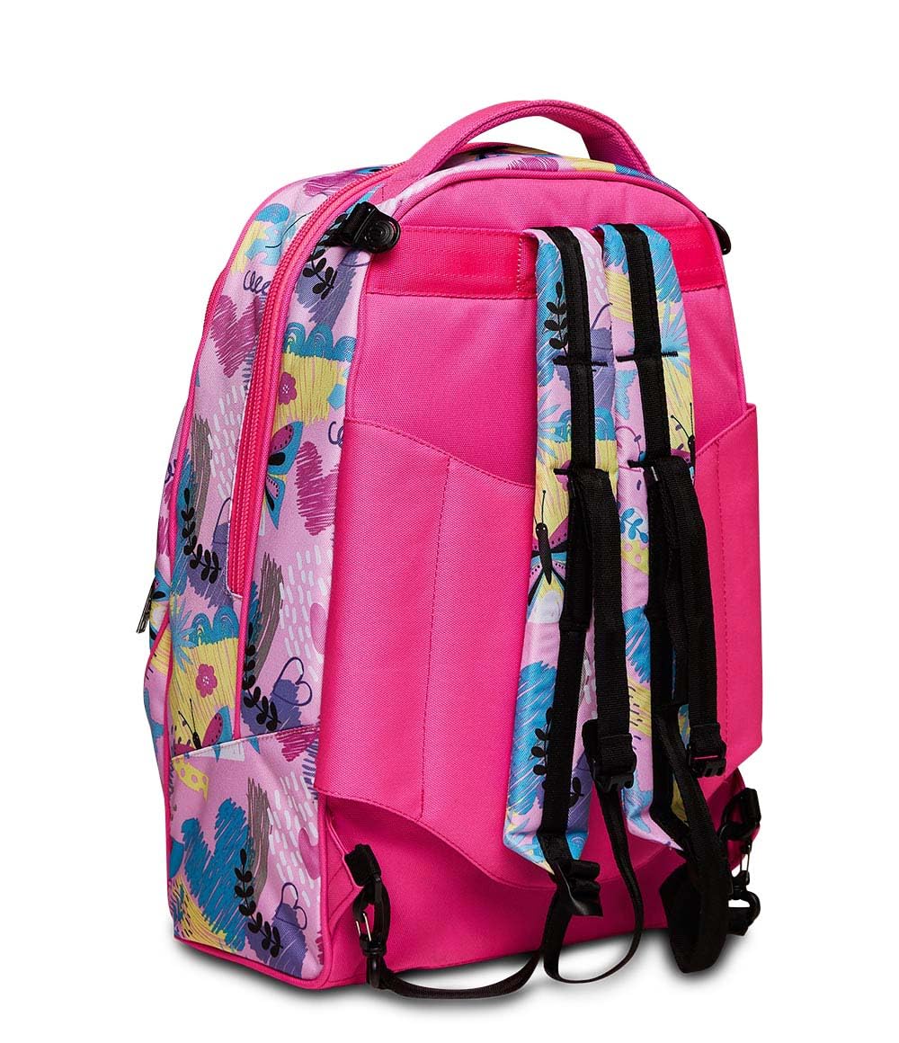 SJ Trolley Scuola Sganciabile Jack 3 Ruote, CLACK IT GIRL, Rosa - Zaino Con Carrello Sganciabile, Triplo Uso - 3 in 1, Trolley & Zaini