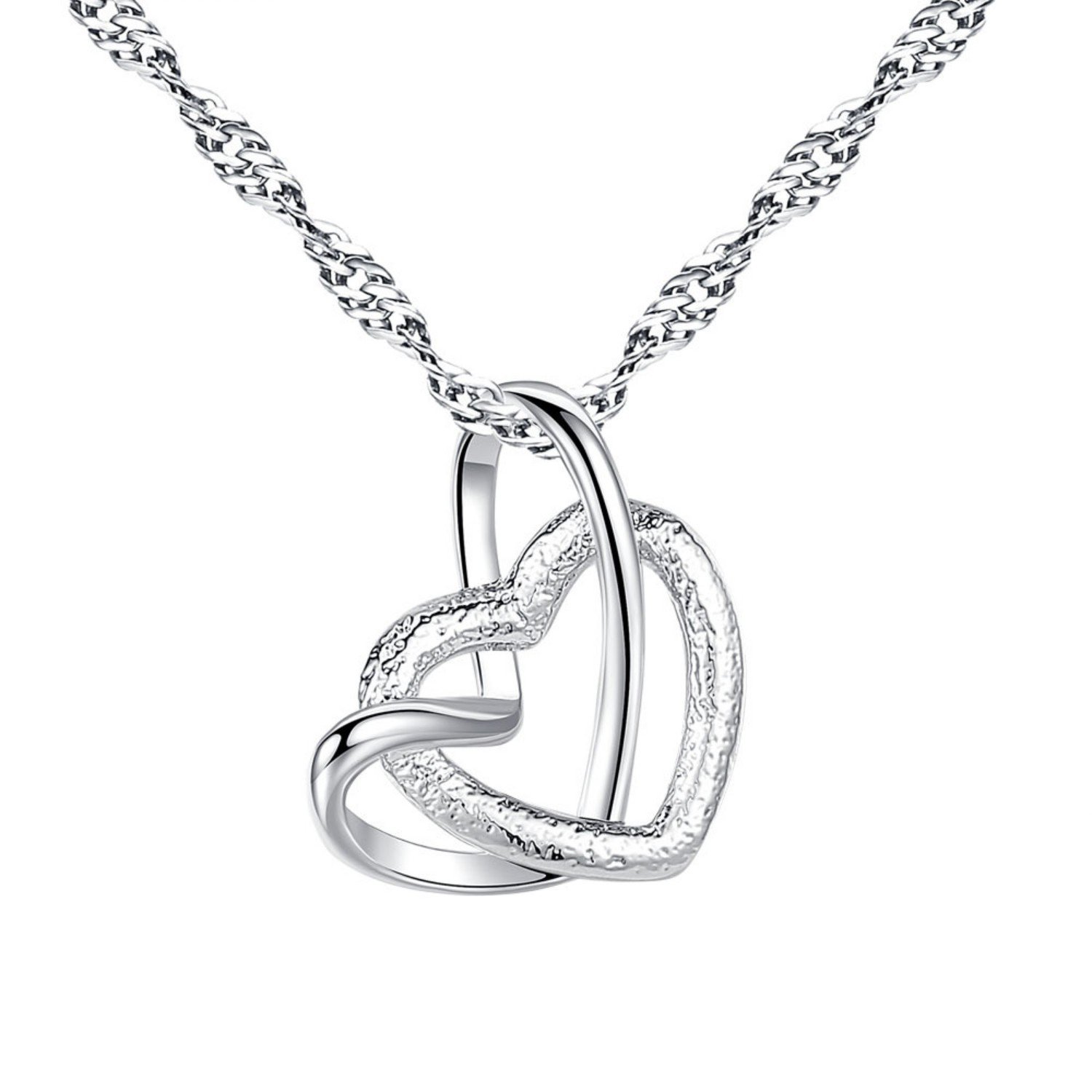 YAZILIND Plateado con Encanto Mujeres Diamante Eterno Amor Coraz¨®n Colgante, Collar con Elementos de circonio para Las Mujeres Madres d¨ªa Joyas Regalo Color Blanco