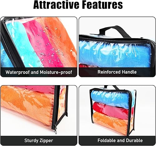 Miniatura 3 de 10 cubos grandes de embalaje de viaje transparente, bolsas de almacenamiento de vinilo transparente con cremallera, bolsa de plástico de