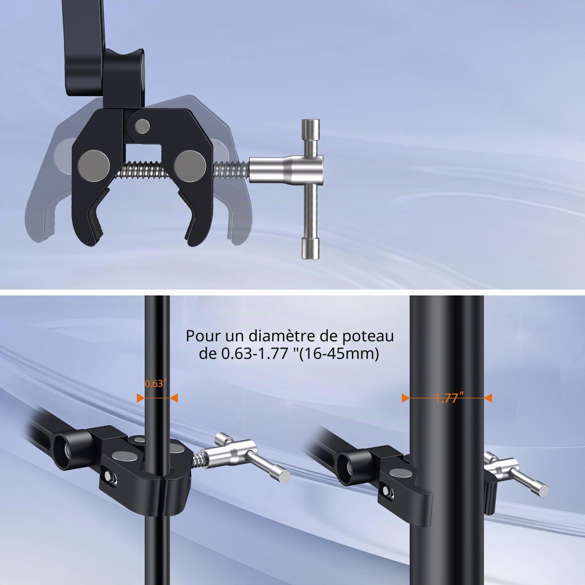 CreaDream support pour microphone et téléphone, tablette en aluminium compatible 4,7 à 12,9 pouces