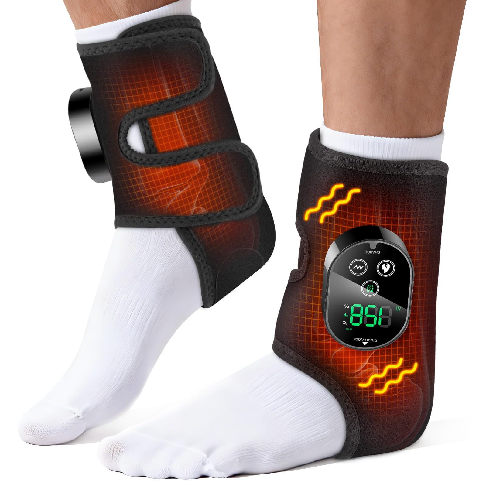 2 Stück Fußmassagegerät mit 3 Vibrations & 6 Heats, kabelloses, Schwarz