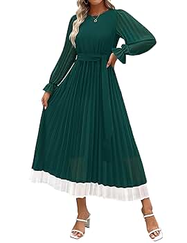 ワンピース Pleated Chiffon Ribbon Midi Dress Derby Pleated Chiffon Midi Dress | Tadashi Shoji