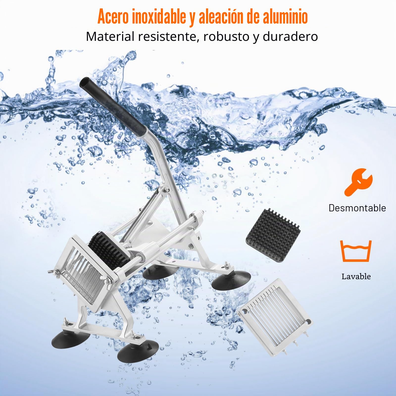 VEVOR Cortador de Verduras Comercial 1/4"/6,35 mm de Acero Inoxidable Cortadora de Tomate Manual Marco de Aleación de Aluminio con Pies Antideslizantes para Cocinas, Restaurantes, Hamburgueserías
