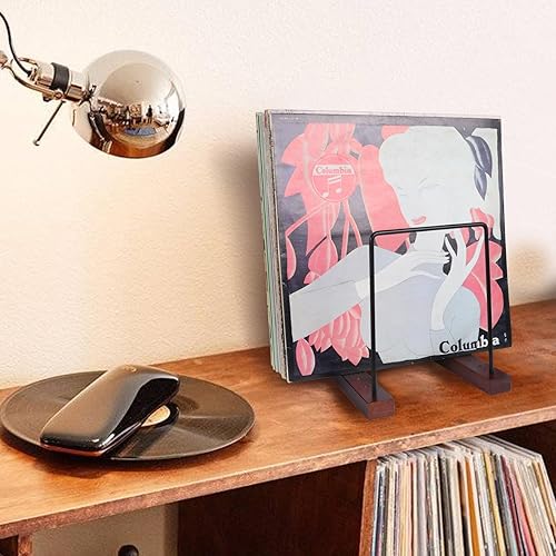 Miniatura 2 de FFQ Soporte para discos de vinilo, almacenamiento de discos de vinilo, estante de almacenamiento de álbumes para discos de vinilo, madera de pino 35