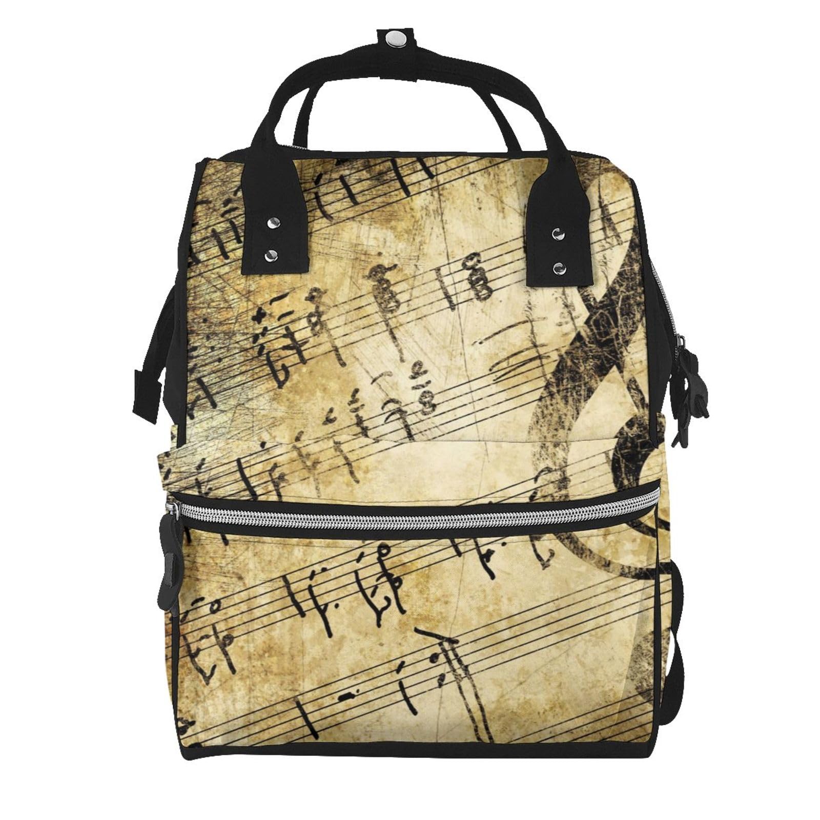 Sac à langer de taille unique imprimé musique, sac de voyage décontracté et multicolore