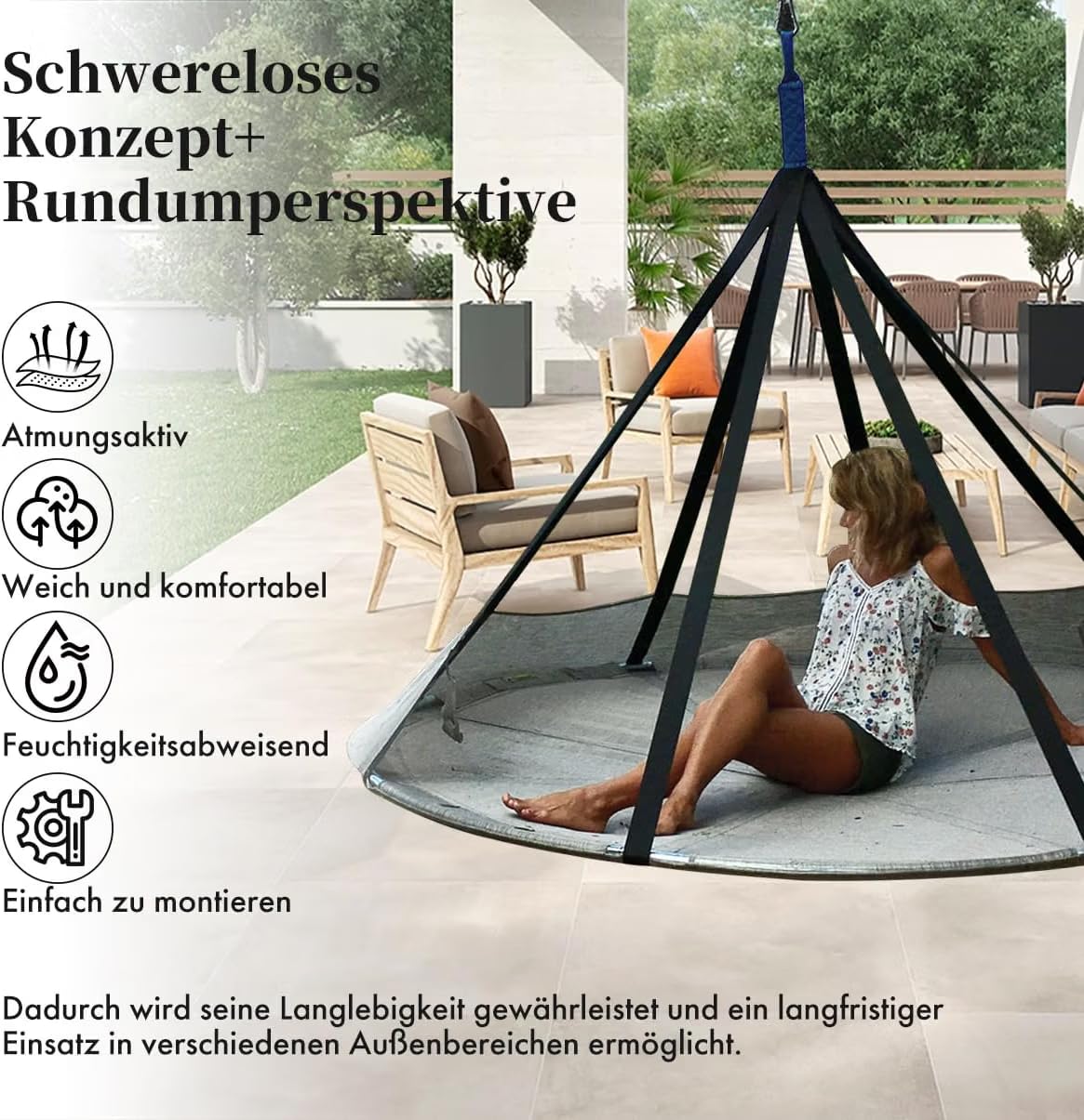 Hängematte – Premium Outdoor Hängematte für Garten & Camping – Inkl. Aufhängesystem, Extra Groß & Bequem