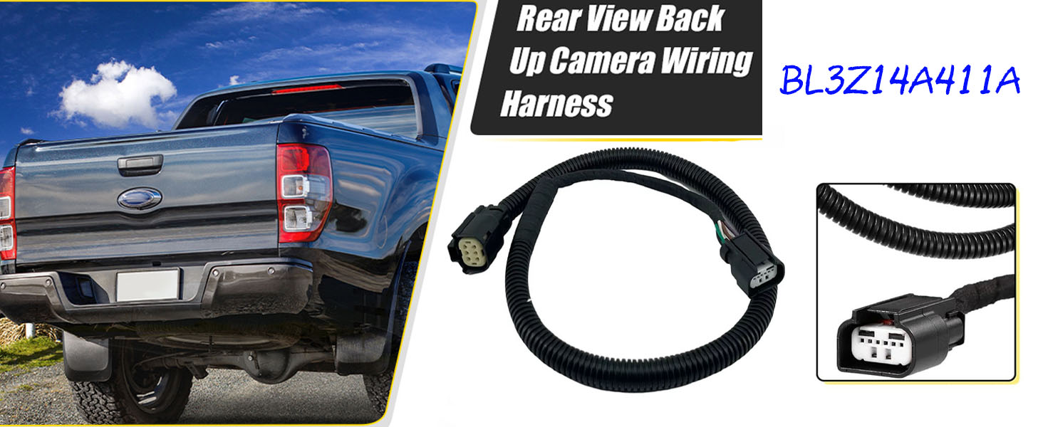 Image of Rear View Backup Camera Harness, f150 Backup Camera Wiring Harness Compatible with Ford Raptor F150 2011-2014 OEM FC3Z-14A412-A FC3Z14A412A BL3Z14A411A (BL3Z14A411A)