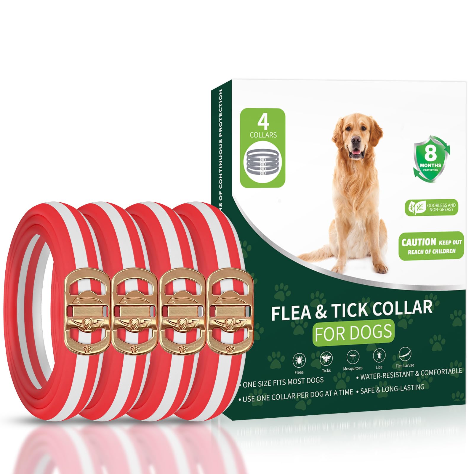 Flea Collar for Dogs, 4 Pack Flea and Tick Prevention for Dogs