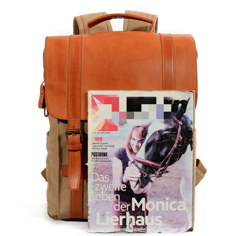 Mochila Informal de Cuero Para Hombre Unisex Canvas mochila de senderismo escolar la escuela viajes mochilas bolsas casuales(Grey)