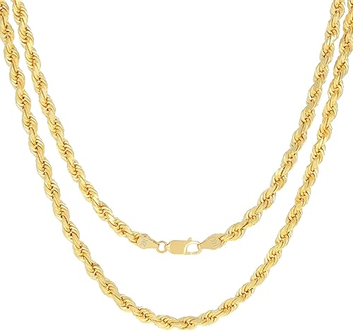 Nuragold Collar de cadena de oro amarillo de 14 quilates con corte de diamante, joyería para hombre y mujer de 16, 18, 20, 22, 24, 26, 28, 30