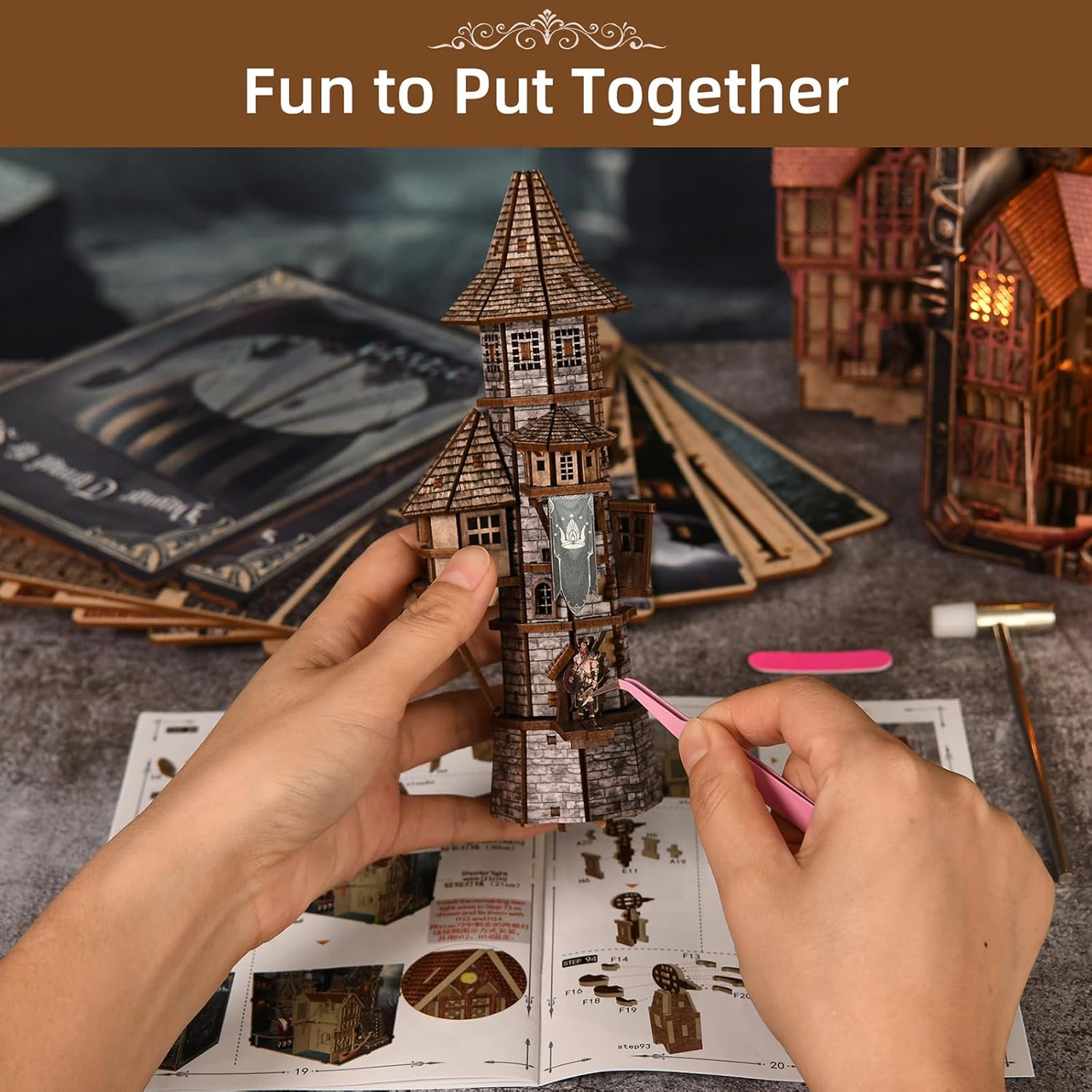 Book Nook Kit - 3D Wooden Puzzle DIY Miniature House Kit, Booknook Craft Bookshelf Decor Gift for Adults (Voyage Through The Storm)