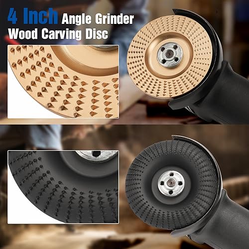 Miniatura 3 de TOOVEM - Juego de discos de tallado de madera, amoladora universal para amoladora angular de 4 o 4 12 pulgadas con eje de 58 pulgadas, disco de
