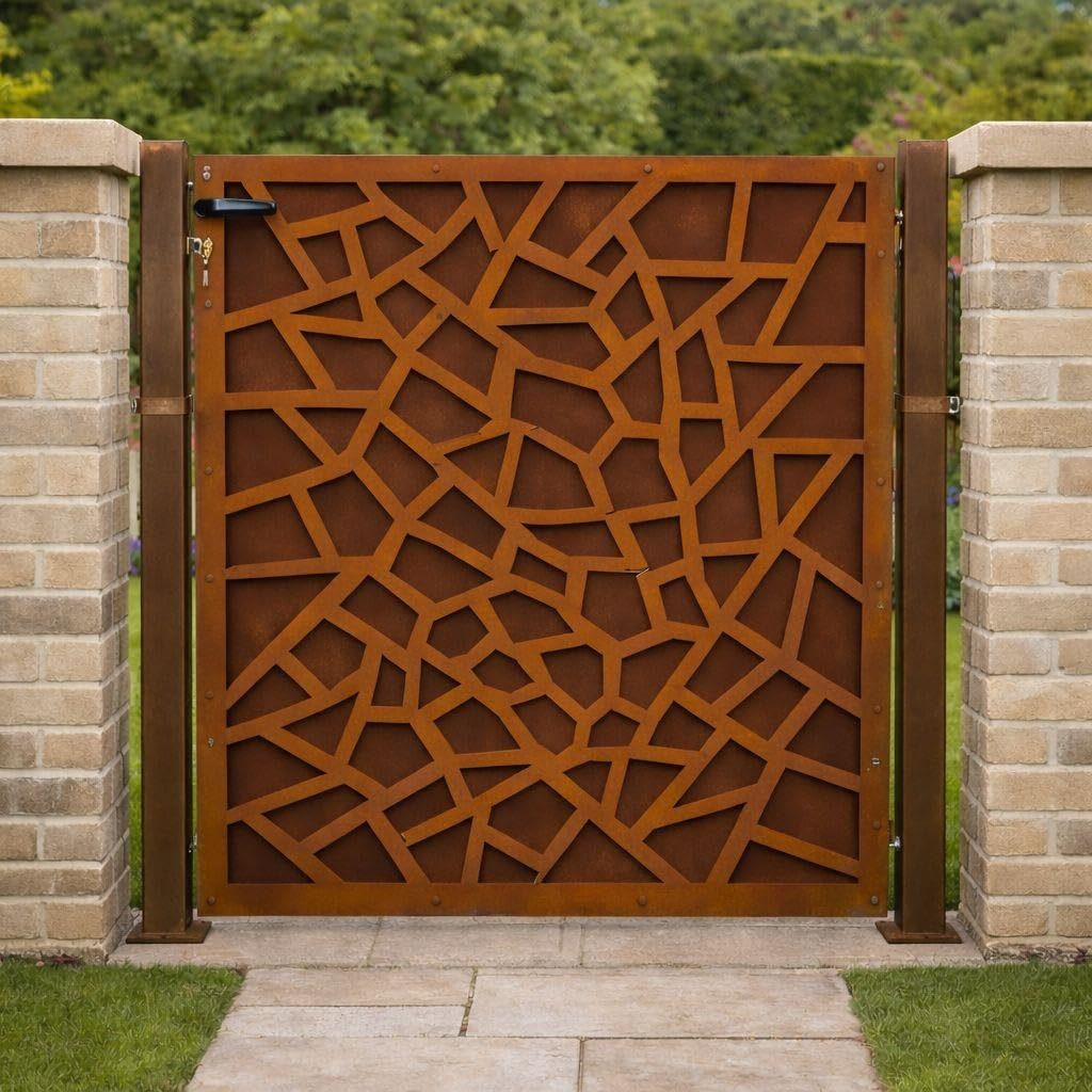 ESTEXO Gartentor Gartentor Rost Zauntür Hoftor Hoftür Gartenpforte Gartenzaun (Gartentor Design / 120 cm) Gartentor