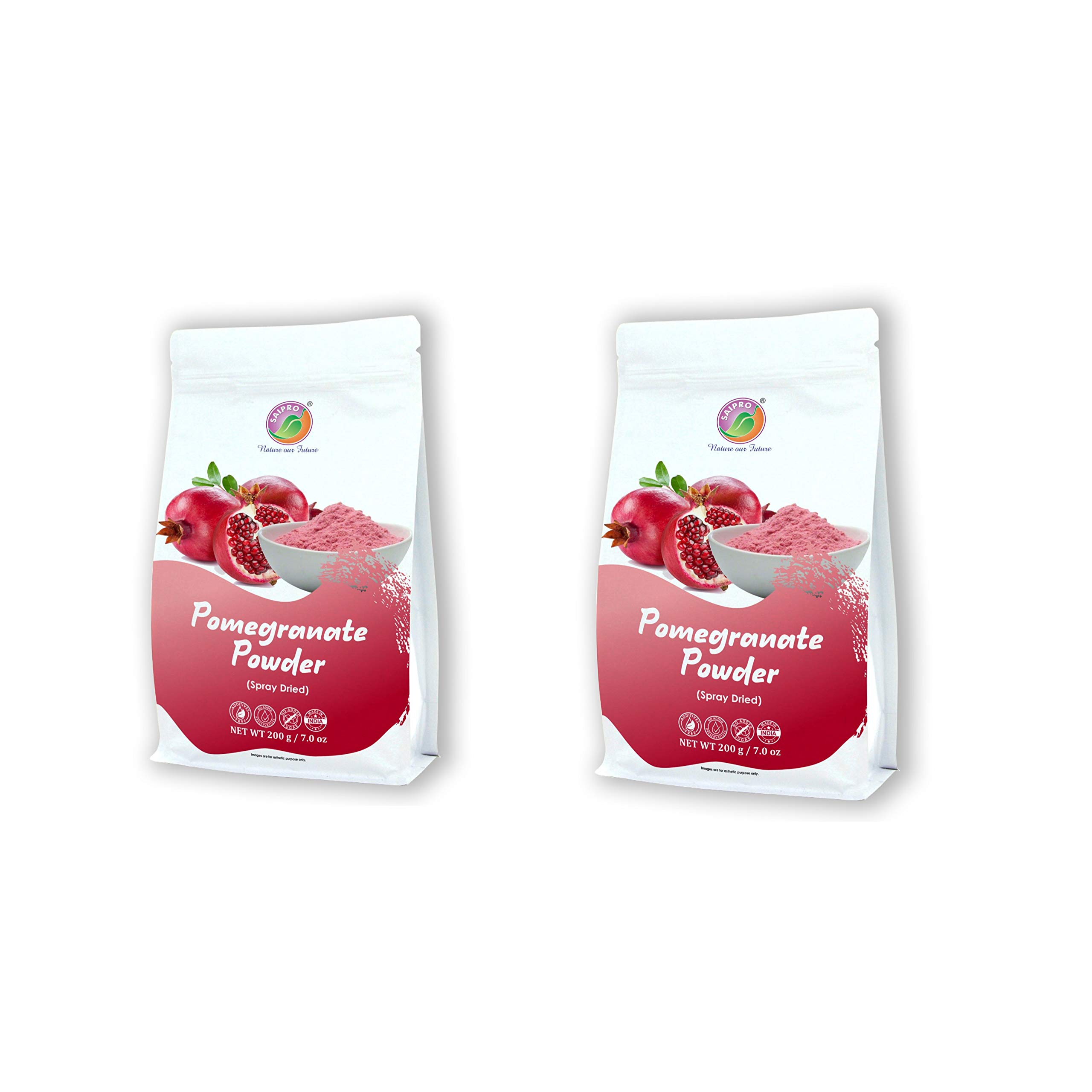 Saipro's Pomegranate Powder 400 gm (200 g* 2 packs) For fruit smoothies, milk shake Food| Juice| Smoothie| Ingredient in beverages, cooking,baking, cosmetics, all natural No Artificial color, No preservatives-image-17