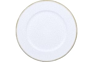 Beaded White Plastic Charger Plates - 6 Pack