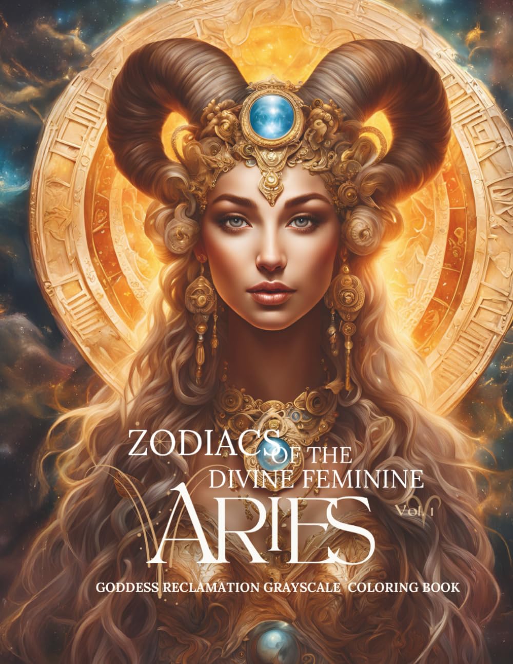 Zodiacs of the Divine Feminine: Aries Goddess Reclamation Grayscale Adult Coloring Book & Affirmations