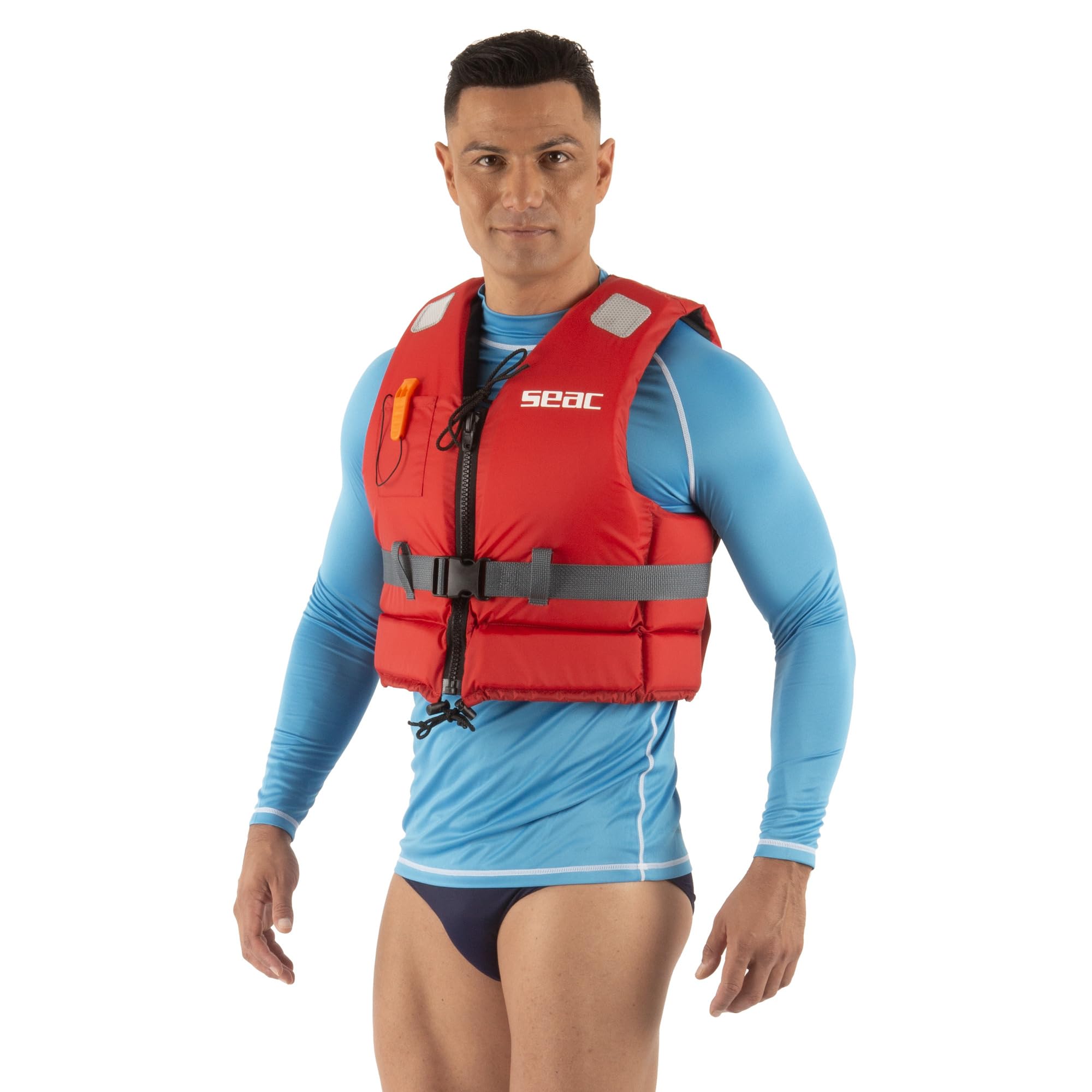 SEAC Vest Hydro - Gilet di Galleggiamento per Snorkeling e Sport Acquatici in 5 Taglie – Giubbotto di Sicurezza in Nylon con Fischietto e Inserti Riflettenti – Certificato EN ISO 12402-5 Unisex adulto