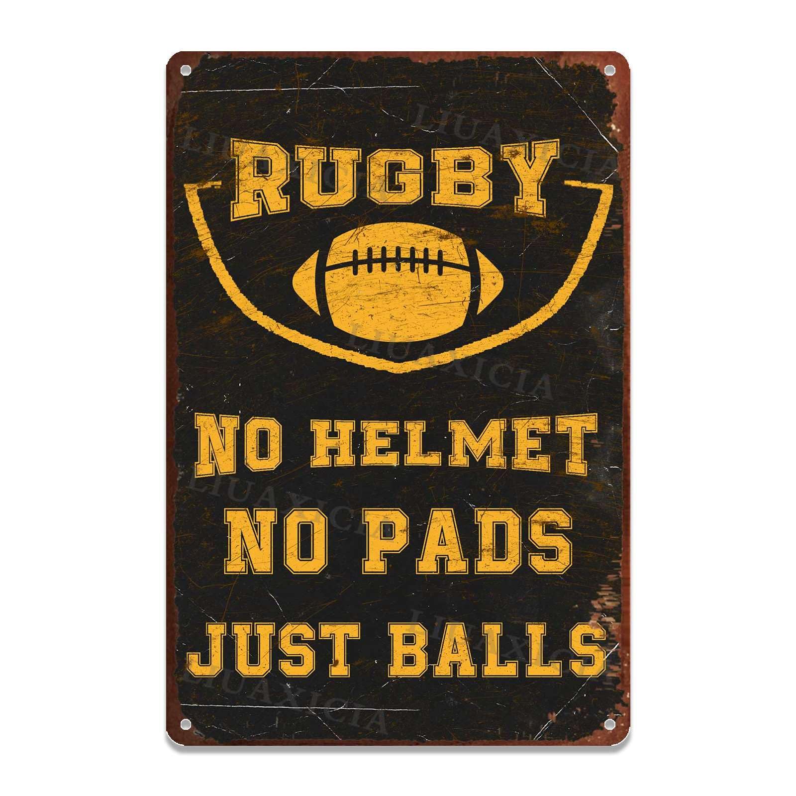 Retro Tin Sign Football Player No Helmet No Pads Just Balls For Home Kitchen Bar Room Garage Decor 8.00"x12.00"