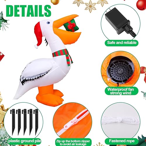 Vista 17 de Shappy Decoración inflable de Navidad de 4.9 pies con sombrero de Papá Noel, decoración inflable de Navidad con luz LED, decoración navideña