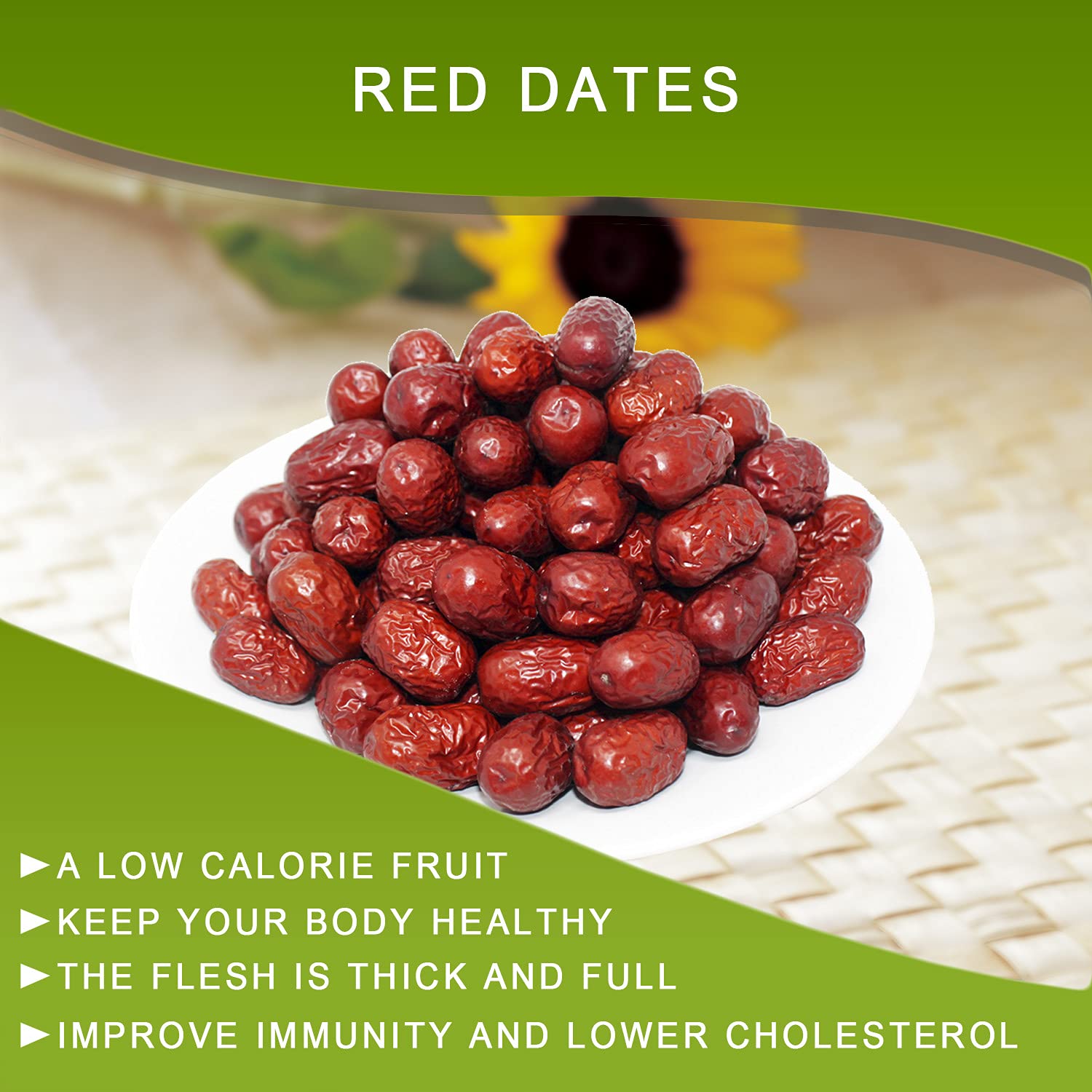 4 Pound DABC OAK LAND Premium Jujube Red Dates, 100% Natural Red Date (Hong Zao) High Vitamins, High Nutrition, Health Snack, Selected Dried Fruit, Big & Delicious Packed in USA 特级红枣 1LB/ 4 Bags