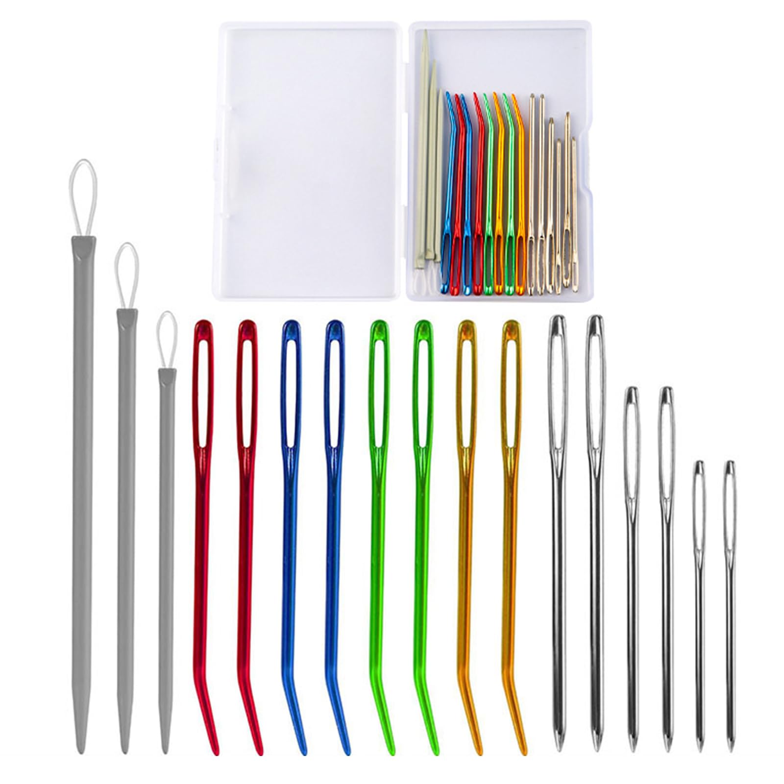 12 Aghi Curvi Per Uncinetto E Rammendo - Kit Aghi Da Arazzo Con Cruna Grande In Alluminio (6 Colori)