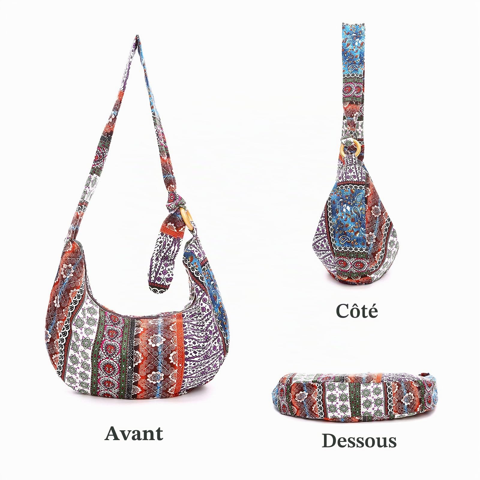 Sac D'épaule de Femmes Hippie Sac à Bandoulière Poids Léger Fourre-Tout Sac de Messager pour Voyage Plage École Vacances