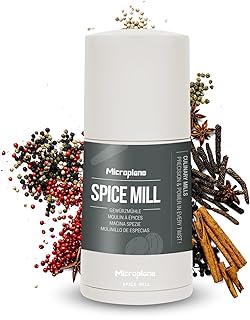 Microplane Gewürzmühle 2in1 – Kaschmir Beige | Manuelle Mühle mit rasiermesserscharfer Edelstahlklinge | Reibt Muskatnuss, Zimt, Tonkabohne, LangenPfeffer, Nüsse & mehr