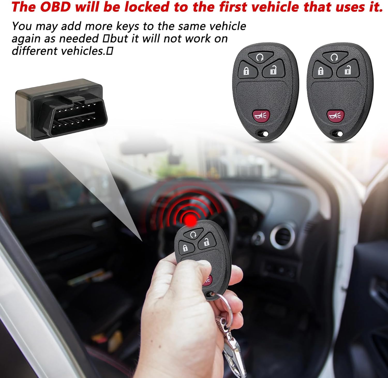 2pcs Key Fob Fit for 2008-2016 Buick Enclave, 2011-2014 Escalade, 2011-2013 Chevrolet Avalanche, 2012 Chevrolet Captiva Sport, 2011-2012 Chevrolet Express 3500 4500, Chevrolet Silverado