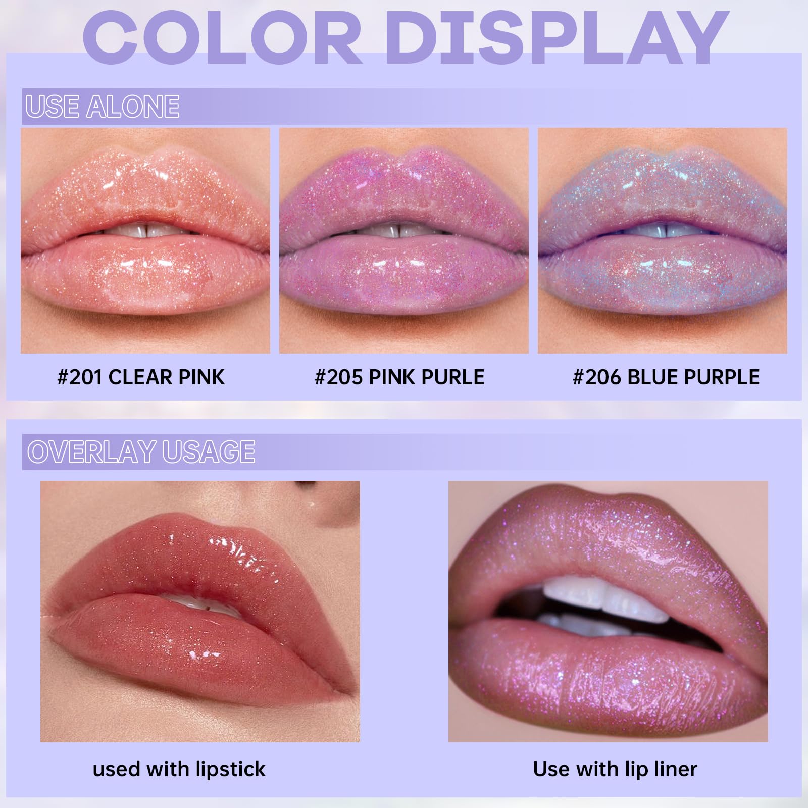 Amazon.com : HOSAILY Holographic Chameleon Pink Purple Glitter Lip
