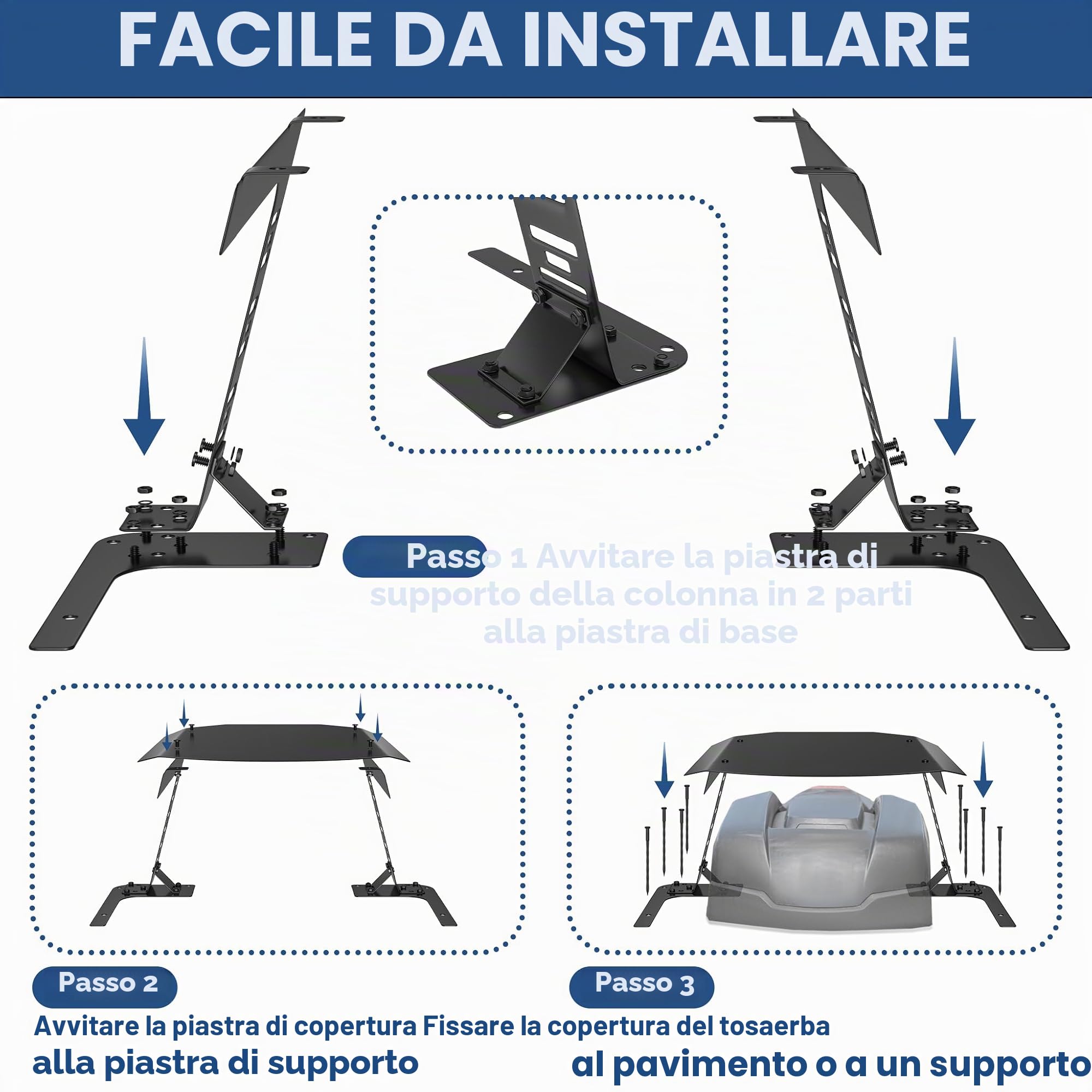 UISEBRT Telo di protezione per robot tosaerba in ferro, resistente ai raggi UV, antiruggine, 77 x 94 x 36 cm