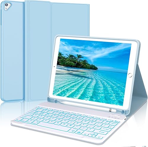 Funda de teclado para iPad de 9.7 pulgadas para iPad 6 generación (2018)iPad 5 generación (2017)iPad Air 2 y 1iPad Pro 9.7 - 7 colores