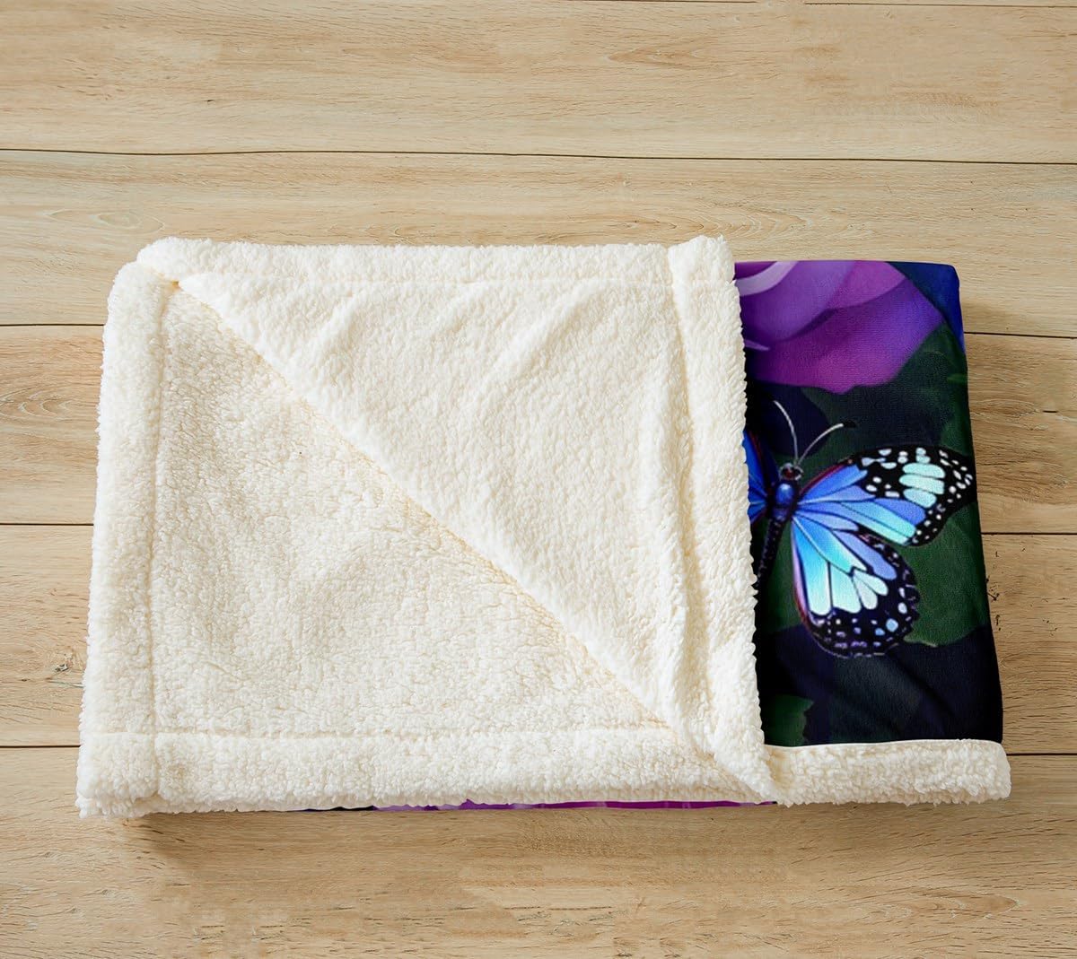 Frog Plush Blanket Butterfly Fleece Throw Blanket Purple Blue Botanical Floral Sherpa Blanket for Boys Girls Kids Room Decor Kawaii Animal Decor Fuzzy Blanket for Sofa Bed Couch, Throw 50x60 Inch