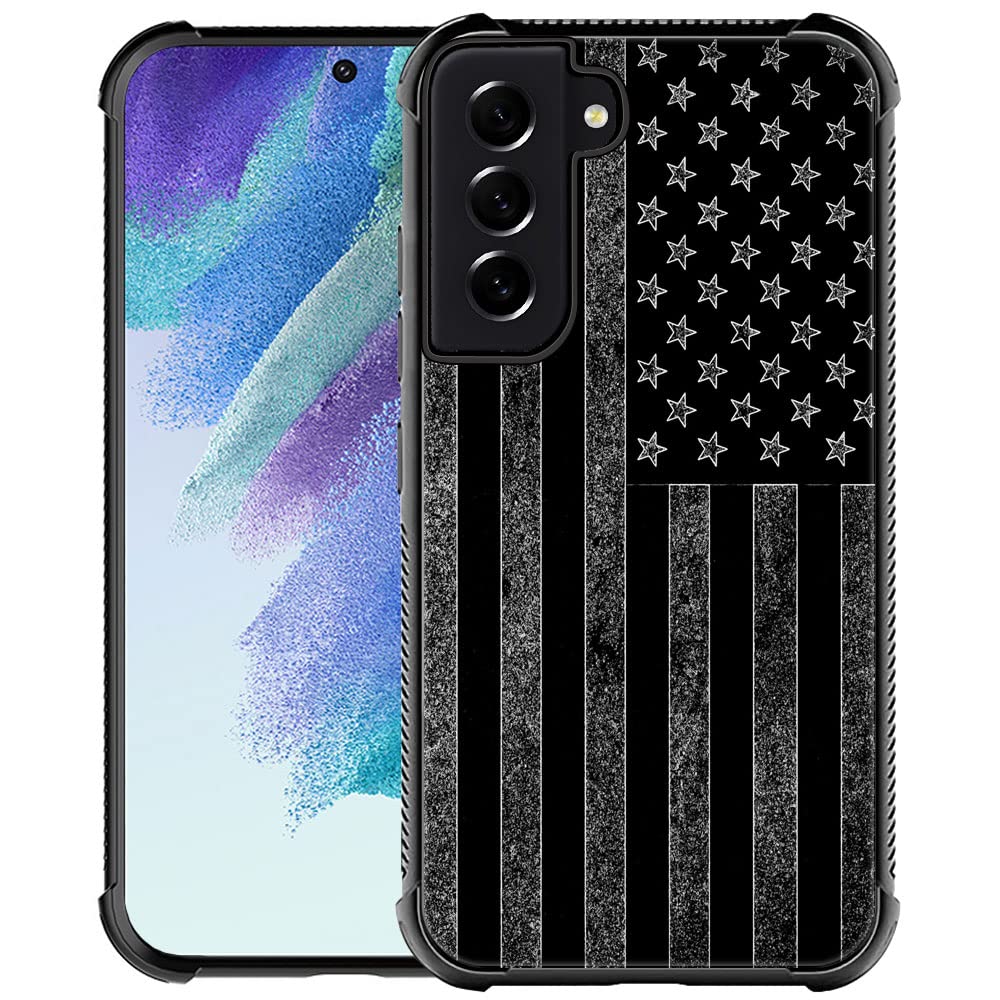 ZHEGAILIAN Case Compatible with Samsung Galaxy S21 Case,Black and White American Flag Graphic Design Acrylic Shockproof Anti-Scratch Hard Case for