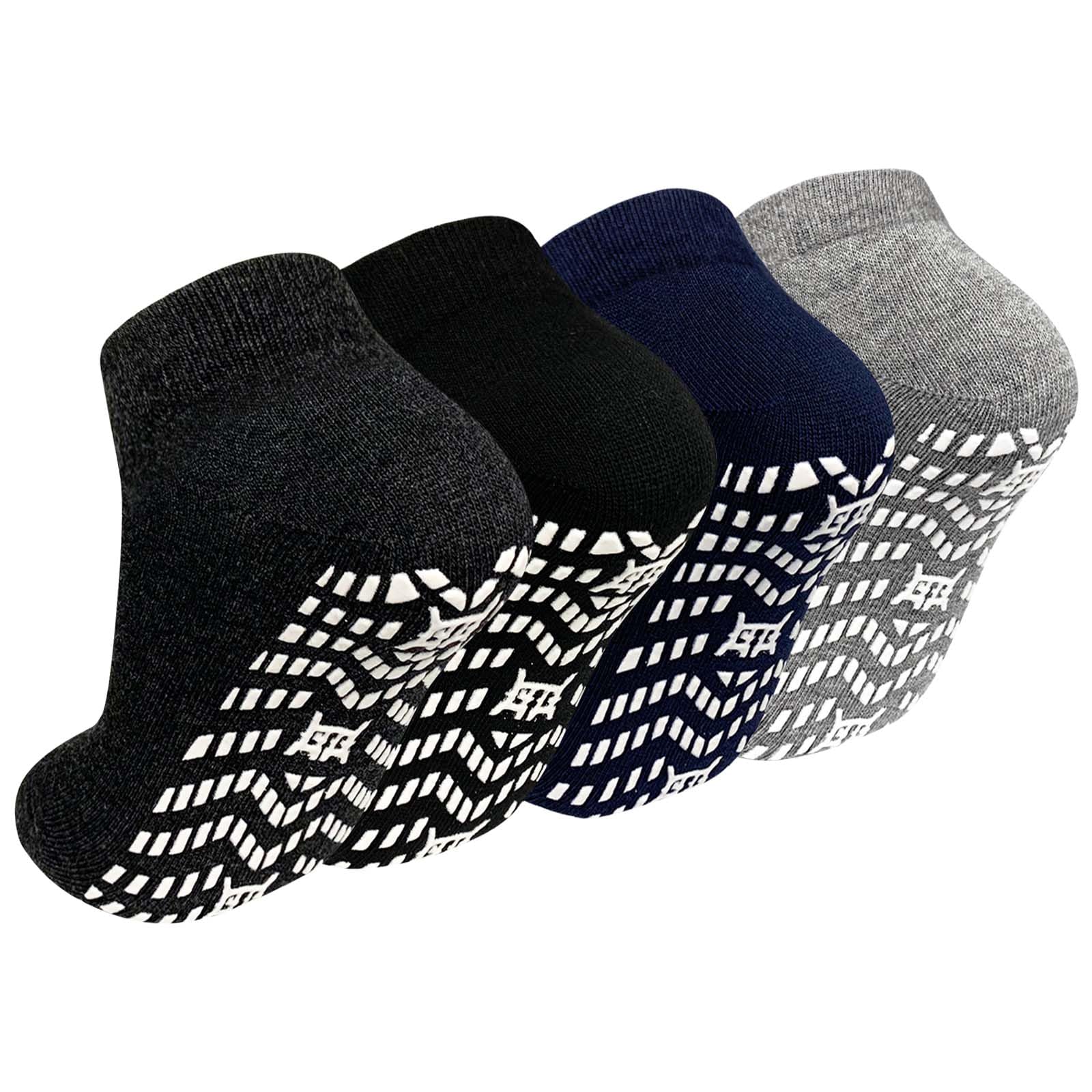 PUTUO Rutschfeste Socken für Herren Stoppersocken: Antirutschsocken mit Noppen für Männer ABS Rutschsocken Baumwolle Sport Noppensocken Mehrfarbig 4 Paar 39-42