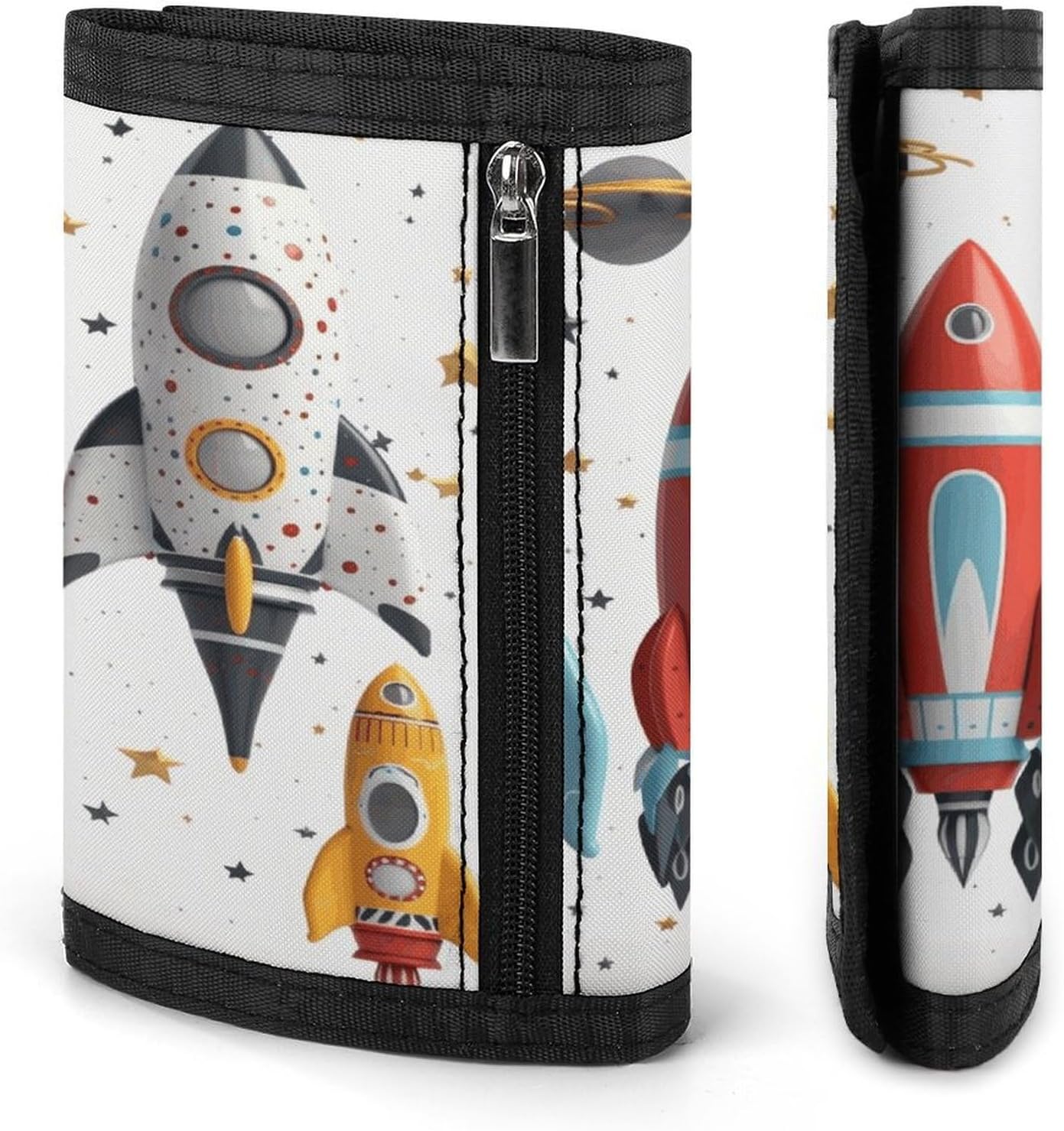 Cartoon Rockets Trifold Wallet Coin Purse