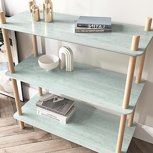 Miniatura 5 de Wallercity Papel de contacto de madera verde fresca para encimeras, papel tapiz de grano de madera cian para gabinetes y cajones, papel tapiz