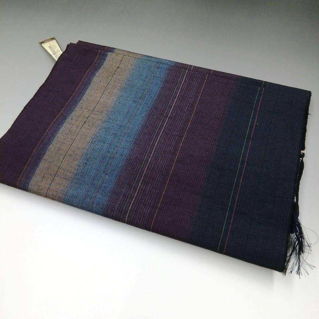 【本場真綿結城紬】草木染　彩趣紬　ブルーグレー　正絹　クィンサイズ　　#817 本場真綿結城紬】草木染 彩趣紬 ブルーグレー 正絹 クィンサイズ #817