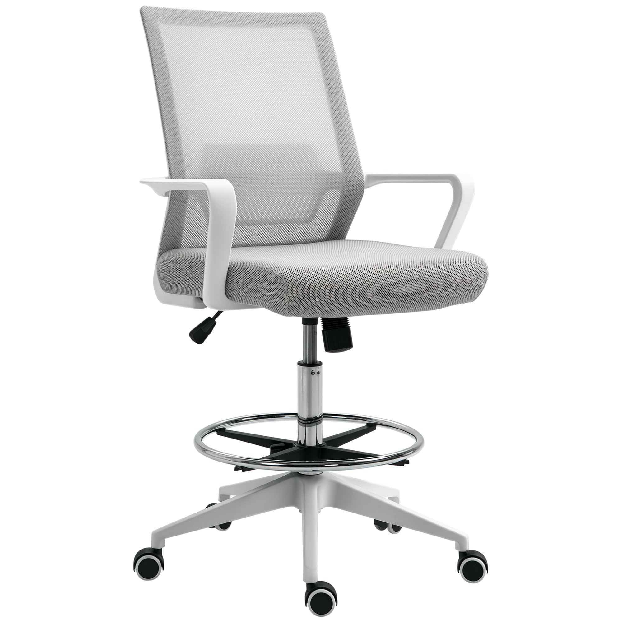 Fauteuil de bureau Vinsetto design gris et blanc associant robustesse et confort postural optimal