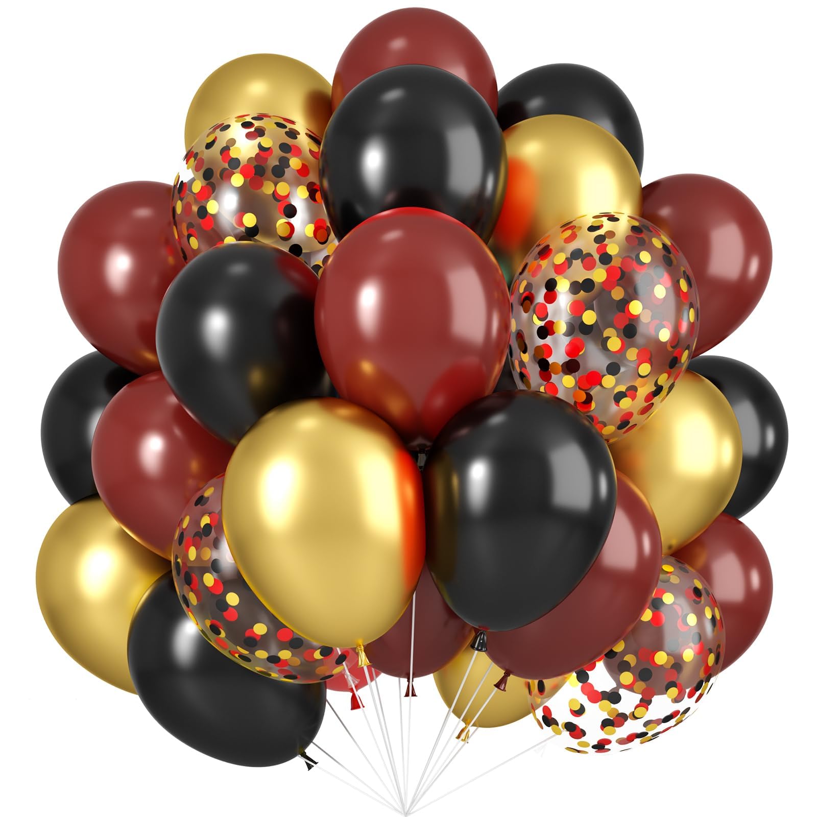 Black Burgundy Gold Balloon,60 Pcs 12 Inches Metallic Gold Burgundy Confetti Balloons for Party Birthday Decorations Birthday Balloons Baby Shower