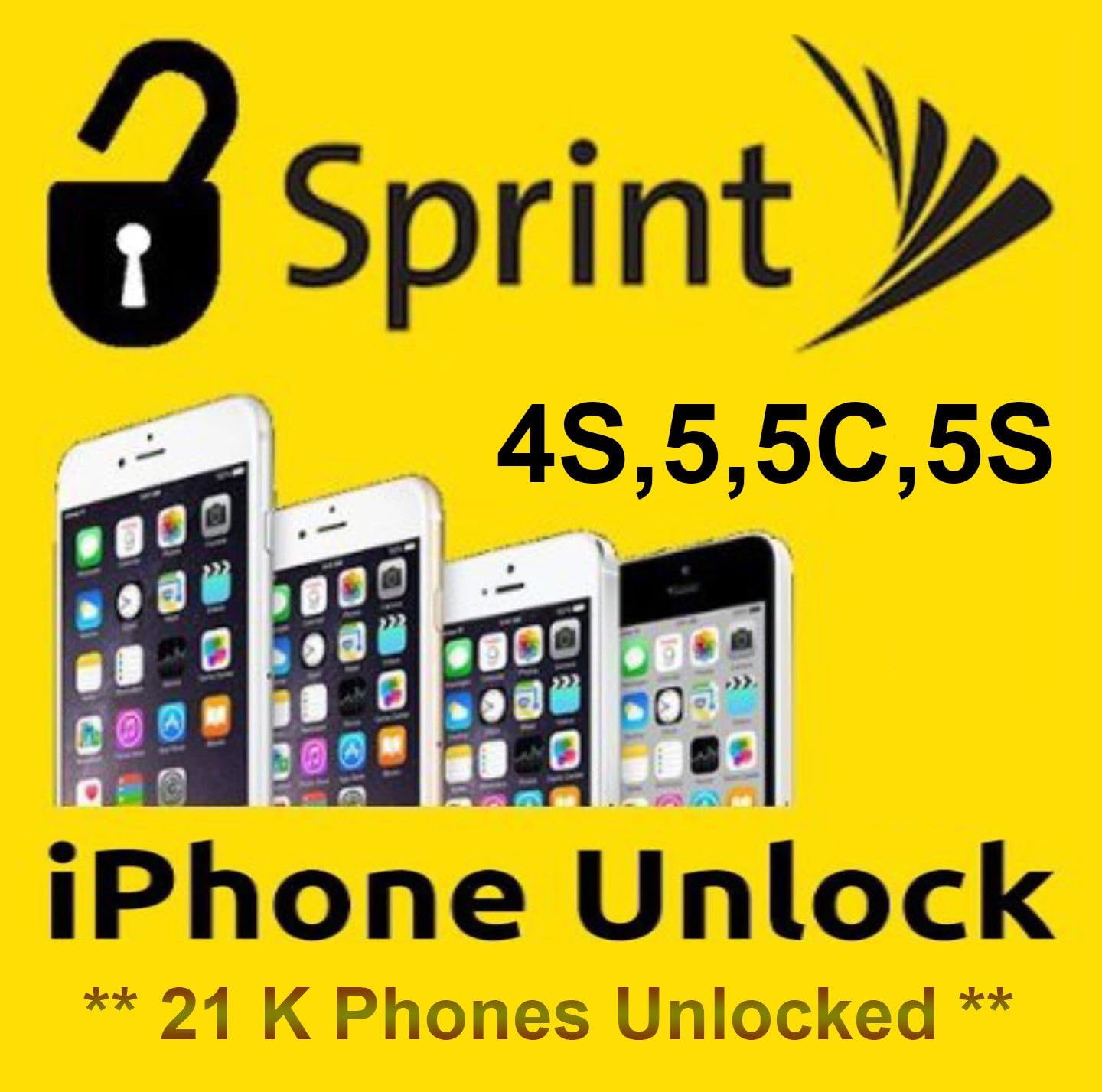 FACTORY UNLOCK USA SPRINT iphone 4s.5,5C,5S,(Premium Service)