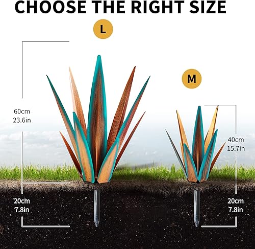 Miniatura 2 de Escultura rústica grande de tequila, plantas de agave para patio al aire libre, decoración del hogar, estatua de jardín de metal pintada a mano,