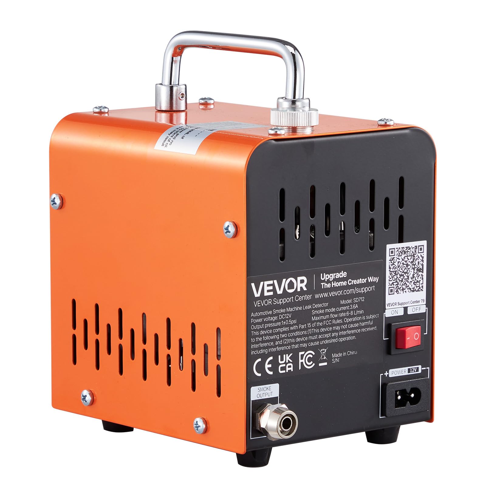 VEVOR Máquina de Fugas de Humo 12V CC, Detector de Fugas de Humo Automotriz Probador de Vacío EVAP, con Bomba de Aire y Caudalímetro Incorporados, Diagnóstico de Tuberías de Combustible para Coches