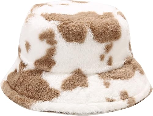 Dirholl Sombrero de cubo de piel sintética esponjosa cálido para mujer de invierno